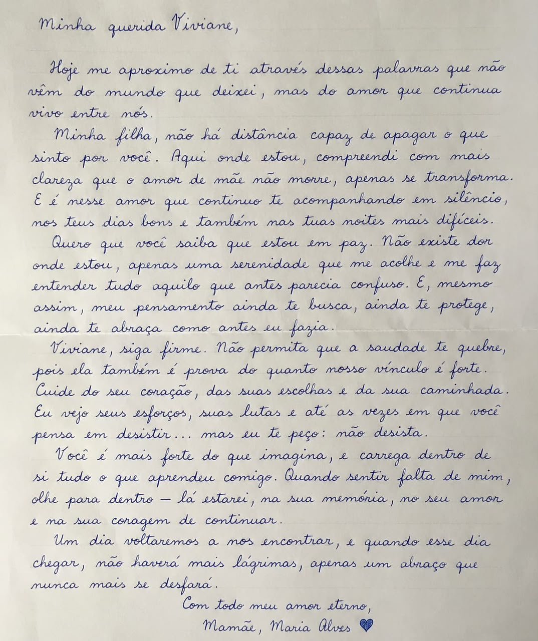 Exemplo real de carta psicografada manuscrita